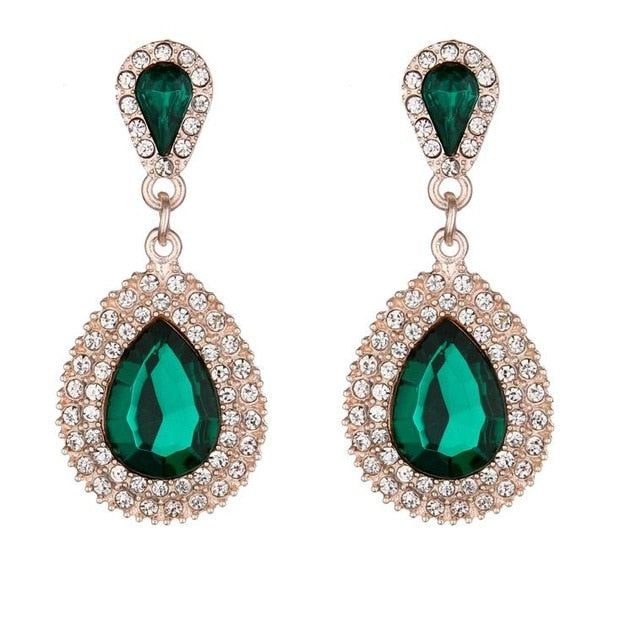 Années 50 Boucles d'oreilles Soirée En Strass Verte - Ma Penderie Vintage