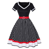 Années 1950 Robe De Jour A Pois Rock A Billy Noir - Ma Penderie Vintage