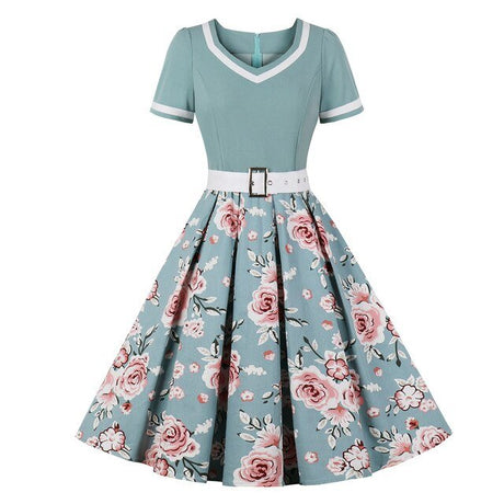 Années 60 Robe Évasée Fleurs Rock A Billy - Ma Penderie Vintage
