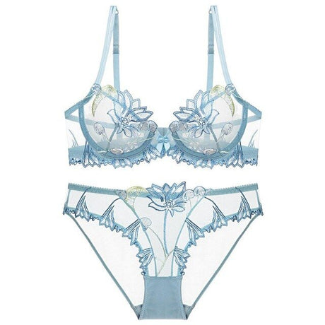 Années 60 Ensemble Soutien - Gorge et Culotte Brodé Cerise - Ma Penderie Vintage
