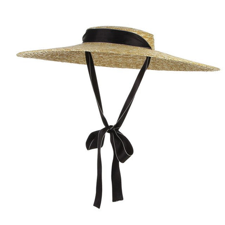 Années 60 Chapeau de Paille Glamour Rétro Noir - Ma Penderie Vintage