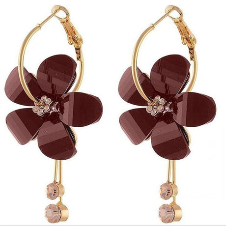 Années 60 Boucles D'oreilles Créoles Fleurs - Ma Penderie Vintage
