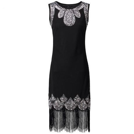 Années 20 Gatsby Robe Fourreau Noire